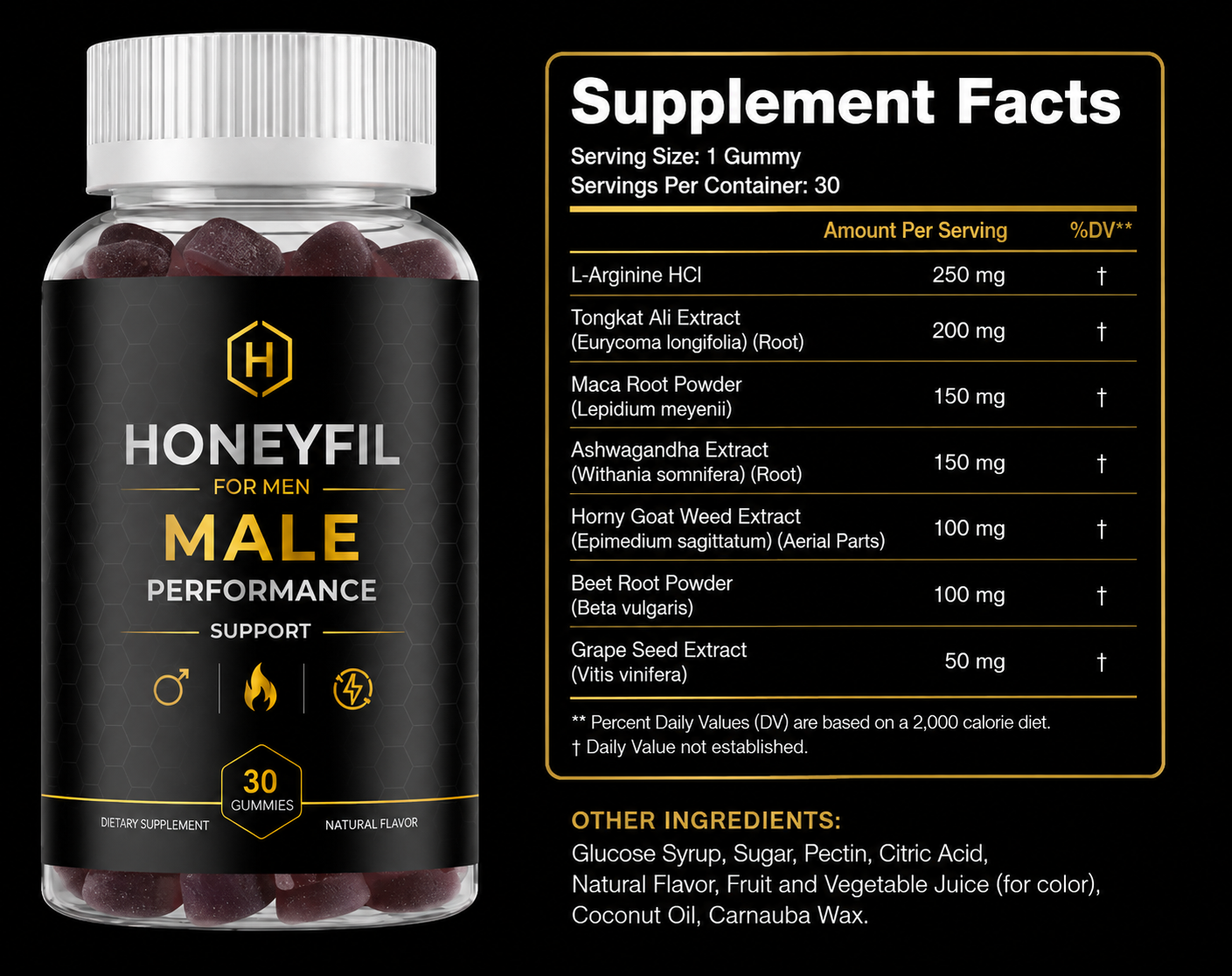 HoneyFil supplement label